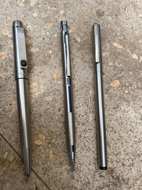vintage Parker 10 mechanical pencil UK , zig 0.5 pencil and inoxcrom pen spain lot in parker case