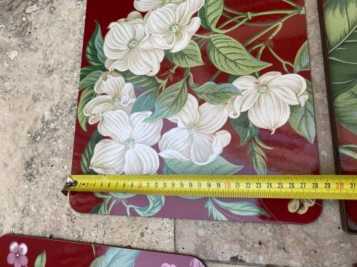 vintage Williamsburg placemats set of 4 garden images red in box