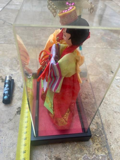 vintage korean wedding dolls in perspex casing