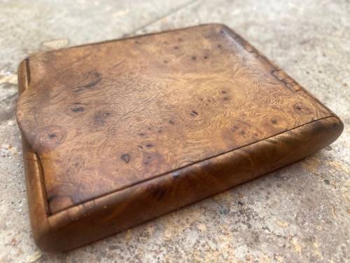 antique walnut burr cigarette case wood treen snuff box