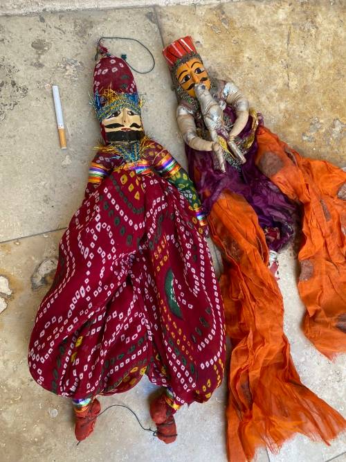 Indian Rajasthani Wood Folk Puppets puppet Doll pair