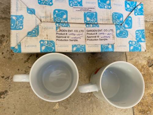 Vintage Snoopy peanuts coffee cup mug pair rare in box UFS