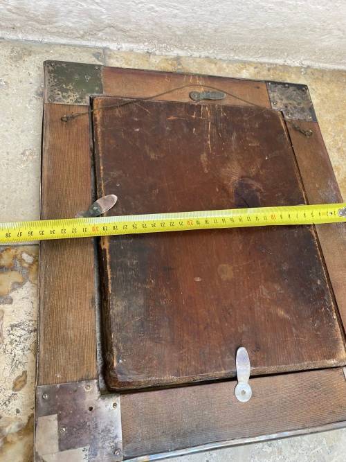 Antique hand-painted Greek orthodox icon Christ child Virgin Mary framed  religious wall hanging