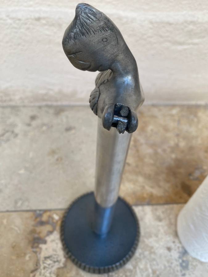 VINTAGE CARROL BOYES WOMAN KITCHEN PAPER TOWEL HOLDER with paperweight