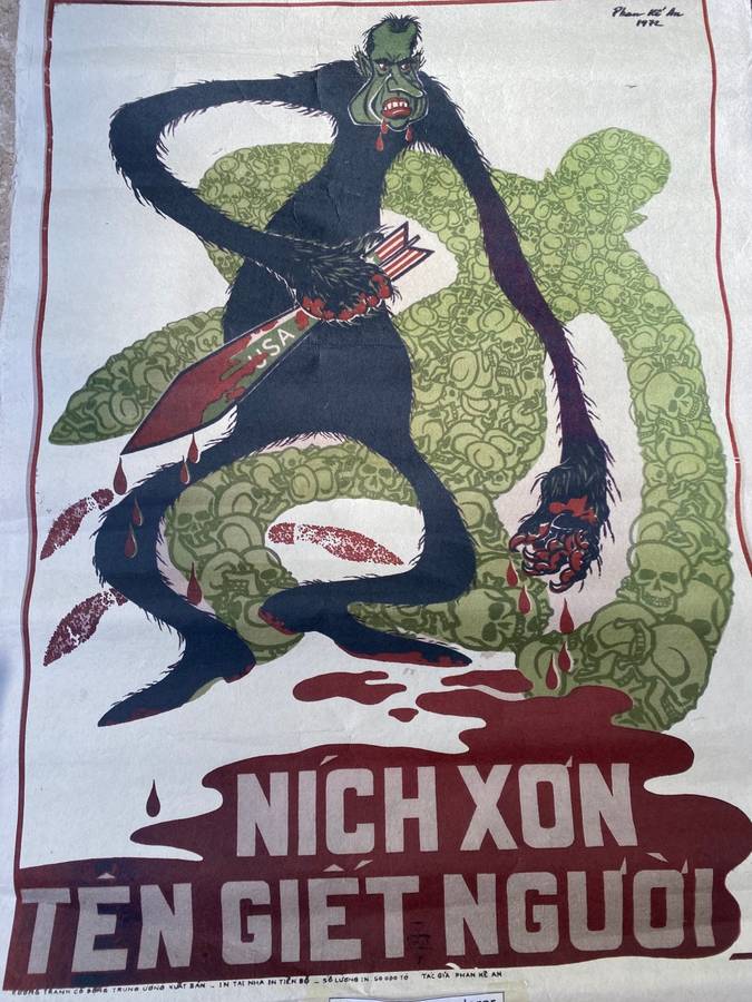 Phan Ke An - nixon mass murderer Original Poster Design  - 1972 war propaganda poster Vietnam