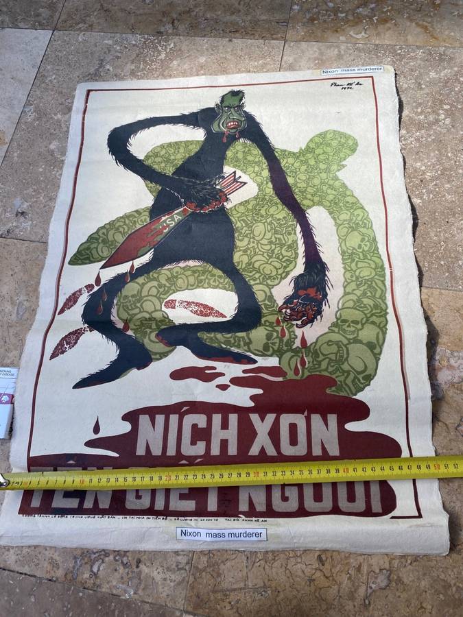 Phan Ke An - nixon mass murderer Original Poster Design  - 1972 war propaganda poster Vietnam
