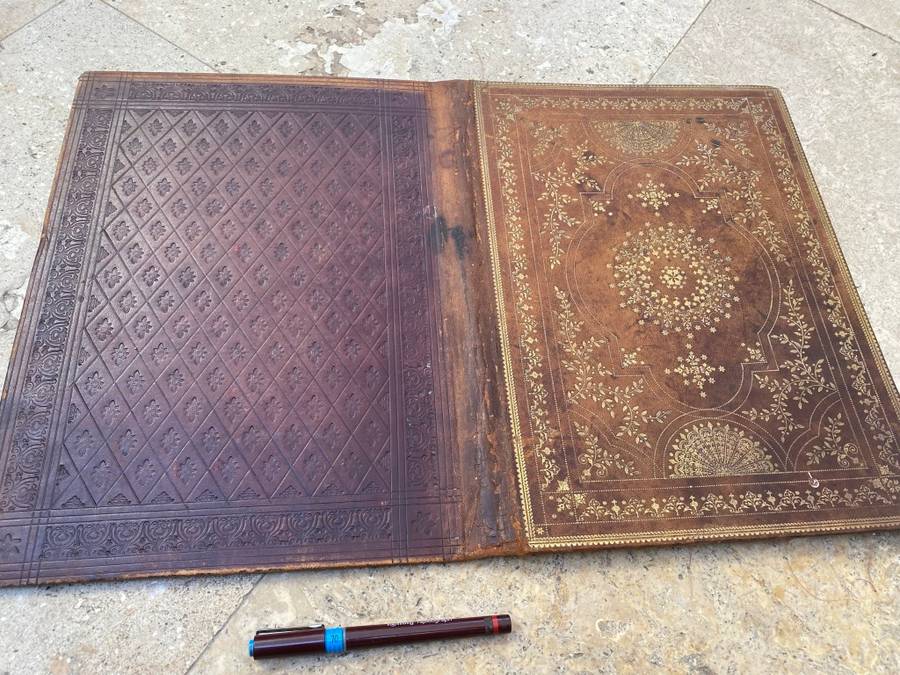Antique leather ornate book journal cover