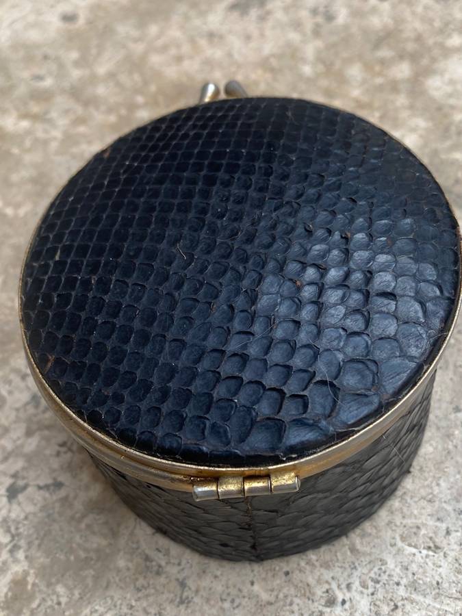 Antique snake skin  snakeskin trinket box ring box