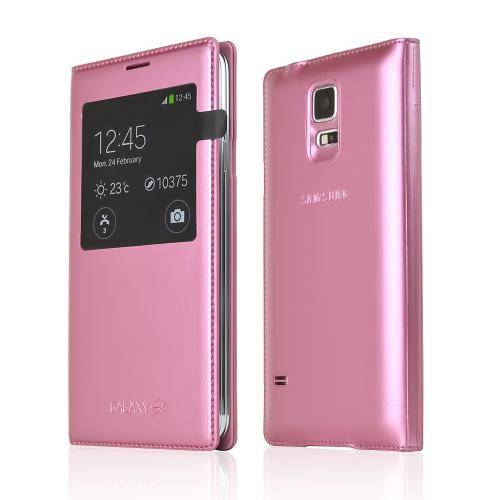 Samsung Galaxy S5 Cover S View Flip Cover I9600 **with IC Chip** Pink