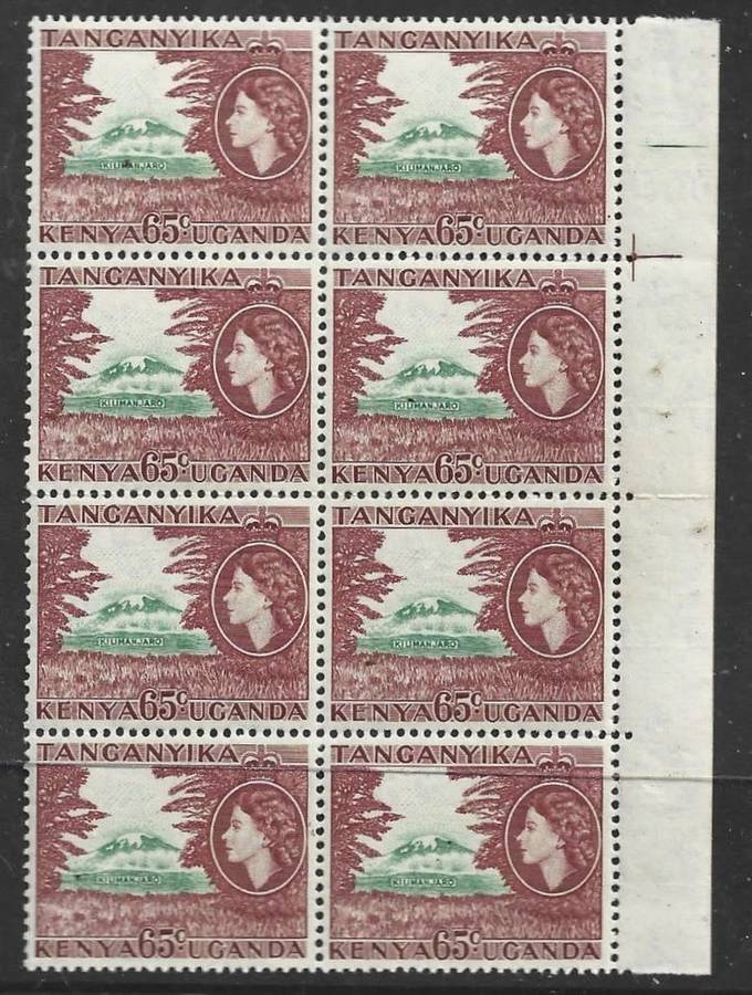 Kenya Uganda Tanganyika, EIIR, 1955, 65 cents, block of 8 MNH **