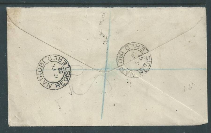 Kenya Uganda Tanganyika Royal Visit set, registered airmail NAIROBI REGISTERED 12 FE 52 > S.Africa