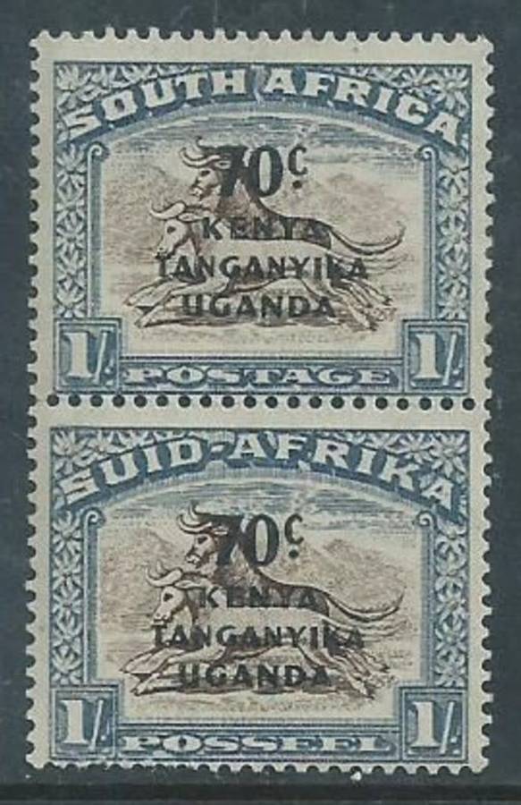 Kenya Uganda Tanganyika, GVIR, 1942, 70c opt on 1/ of S.Africa, pair, ,MNH **