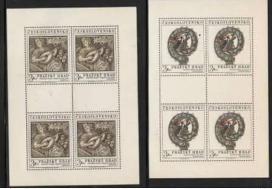 Czechoslovakia, 1971, 3 Kcs, Prazsky Hrad sheetlets of 4, MNH **