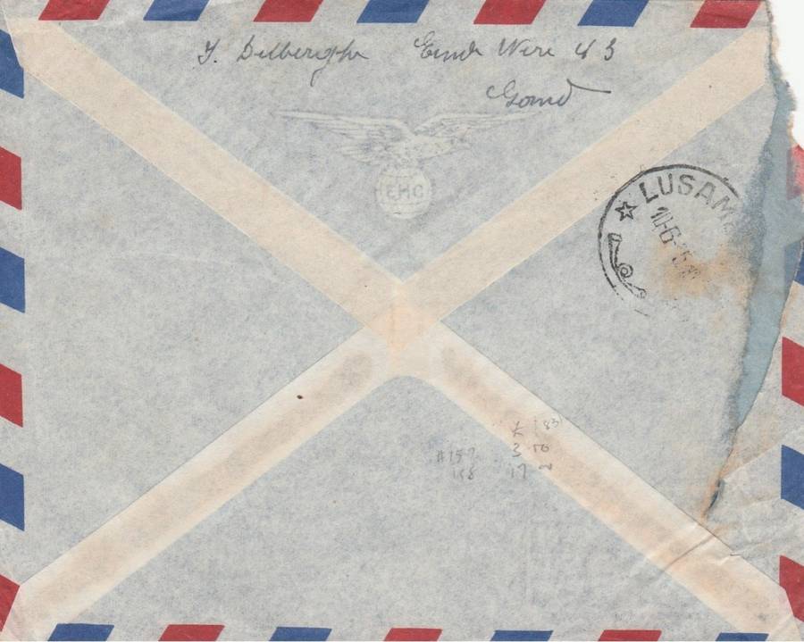 Belgium 1954 Anti TB, 2f75, 4f+1, cover, air mail, GENT 3-5-55 > LUSAMBU , Belgian Congo , FOUND I