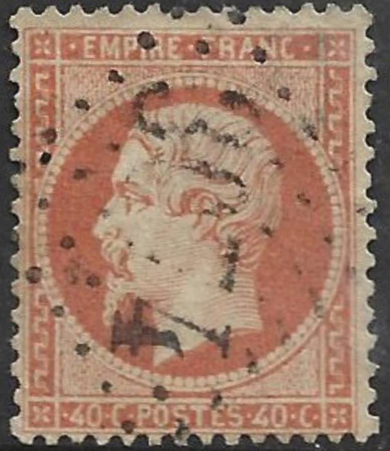 France, 1862, 40c, orange-yellow,, used