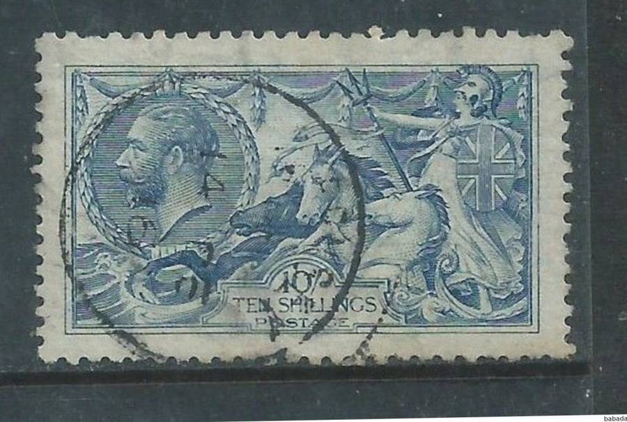Great Britain, GVR, 1915, 10/ seahorses, pale blue, De La Rue ptg, used