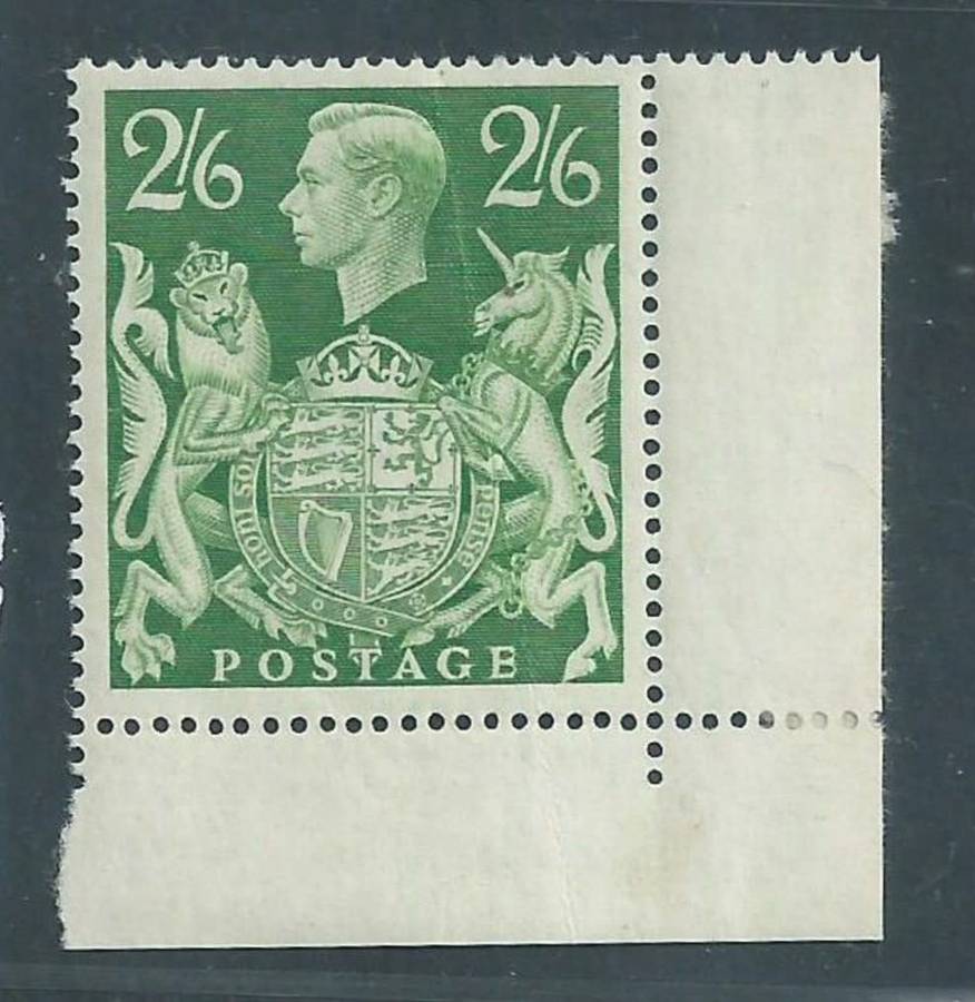 Great Britain, GViR, 1942, 2`6, SE corner copy with selvedge MNH **