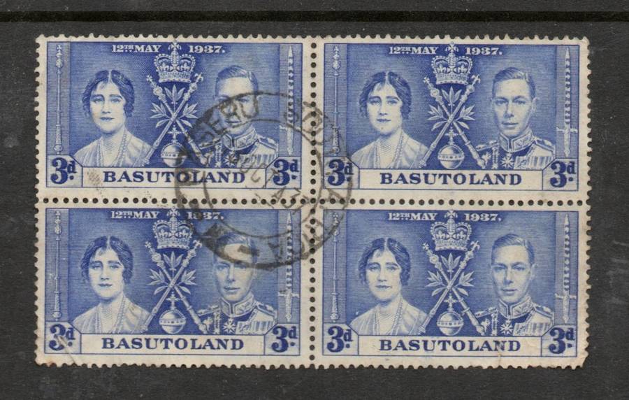 Basutoland GVIR Coronation 1937, 3d block of 4, used