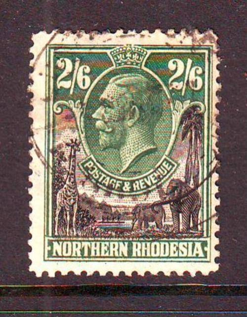 Northern Rhodesia (Zambia), 1925 George V 2/6 definitive used; elephant, giraffe