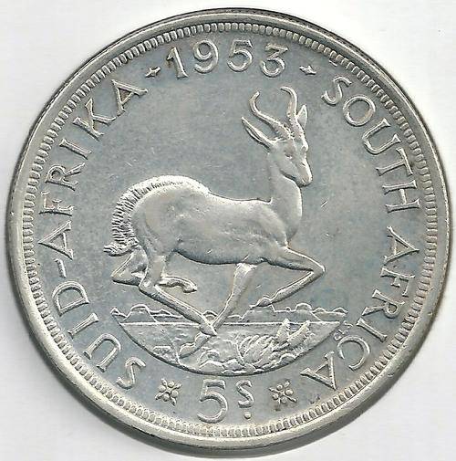 PRICE DROP - SOUTH AFRICA UNION 1953 "5 SHILLINGS" - AU
