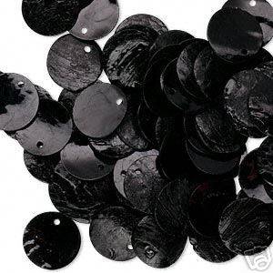 Mussel Shell Flat Discs - Black (15mm) - pack of 5