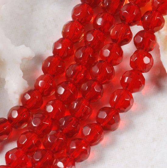 RED Facetted Glass Beads(4mm)-Pack of 10