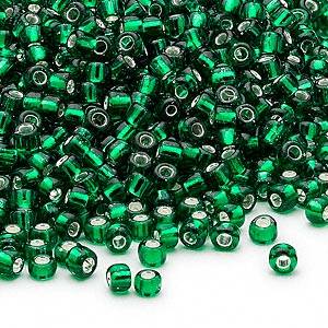 Emerald Green Silver - lIned Glass Seed Beads(8/0)- 30 grams