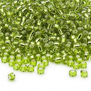 Lime Silver-Lined Glass Seed Beads(11/0)- 30 grams