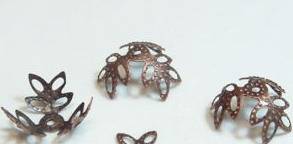 Bronze 3 Leaf Filigree Beadcaps(pack of 10)