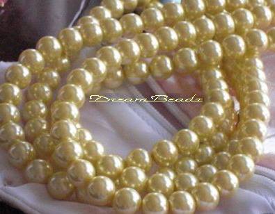 Butter CreamyGlass Pearls(6mm) - (Pack of 30)