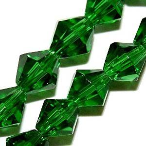 EMERALD GREEN  Glass Bicones(6mm)-Pack of 10