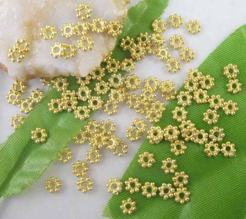 Goldplated Daisy spacers(4mm)Pack of 10
