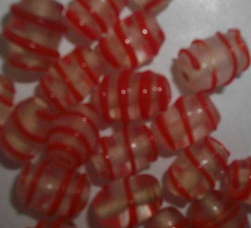 Red Swirl Glass Beads(Pack of 10)