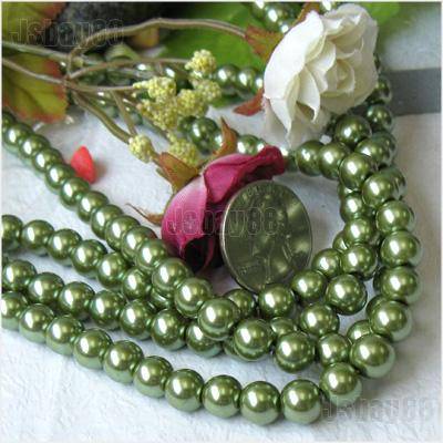 Olive Glass  Pearls(6mm)-Pack of 50 Pearls