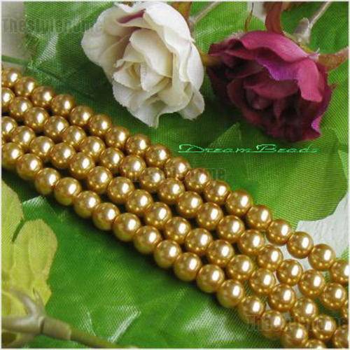 Antique Gold Glass  Pearls(6mm)-Pack of 50 Pearls