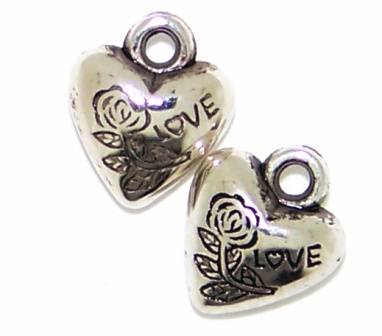 Metalized Heart Charm(12mmx10mmx5mm)