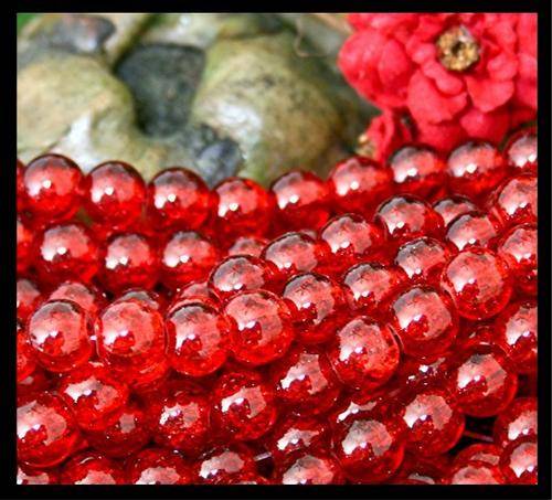 Red Crackle Glass Beads(4mm)(Pack of 20)