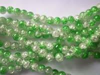 Green&Clear Crackle Glass Beads(8mm)(Pack of 10)