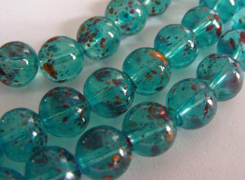 Blue Speckled Glass Beads(8mm)