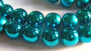 Stunning!!!!!!!!Teal METALLIC Glass Beads(10mm)