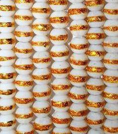 White&Gold Glass Beads(6mm)-Pack of 35