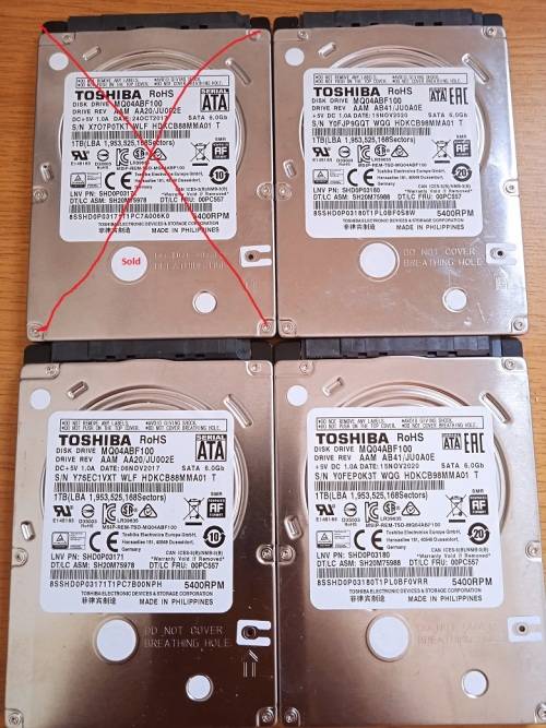 Referbished 1TB Sata 3 2.5" Toshiba HardDrives