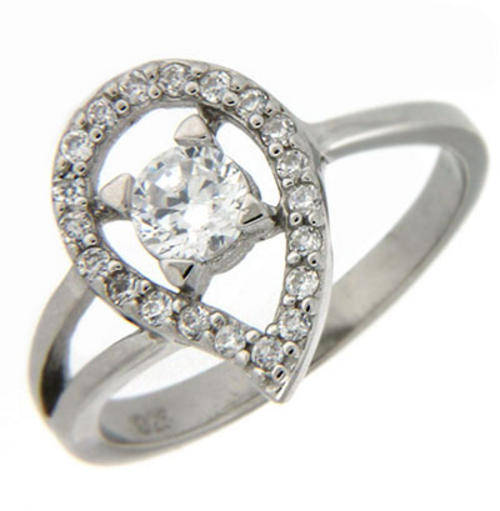 Solid 925 Sterling Silver & CZ ring size 7# + 2.56g
