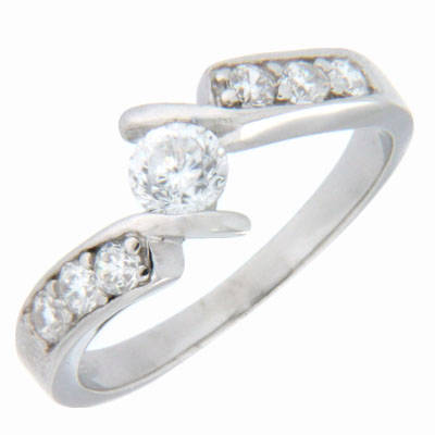 Solid 925 Sterling Silver & CZ ring size 9# + 2.40g