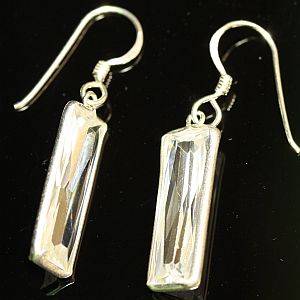 925 sterling silver dangling earrings with diamante