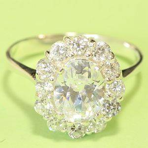 925 sterling silver ring with lab diamonds: ring size 7