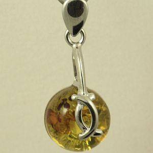 Original KAM jewelry: 925 Sterling Silver pendant with natural Amber