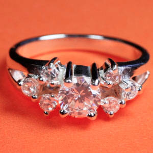 Solid 925 Sterling Silver & CZ ring size 7.5# + 4.65g