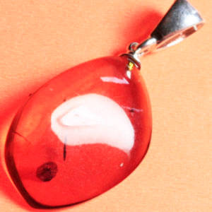 Solid 925 Sterling Silver & Amber pendant 40mm + 1.96g