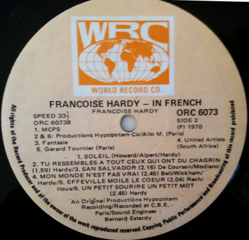 Francoise Hardy - In French (vInyl LP) 1970